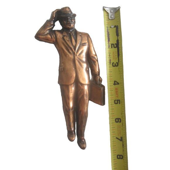 Vintage Copper finish Figure Traveling Door to Door Salesman 50s Midcentury Mod - Picture 3 of 8